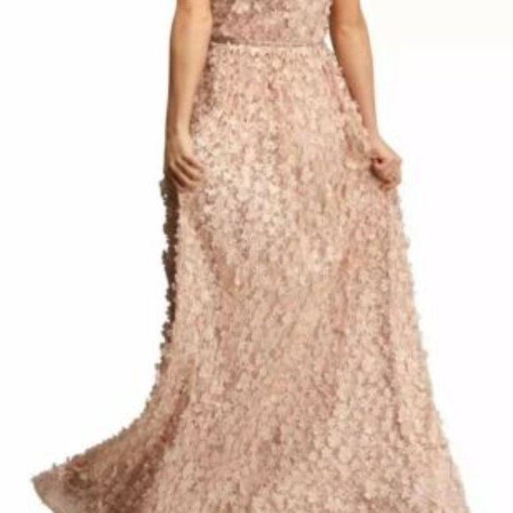 Evening by ECI Strapless Floral Applique Blush Dress Size 4 - Picture 2 of 11